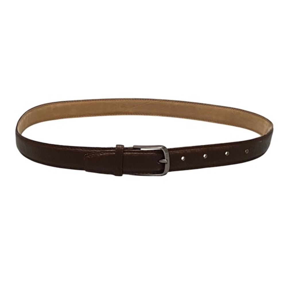 Women's Brown Leather Belt‎ Silver Buckle Capsule Office